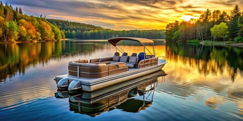 Naklejka premium Waterborne Leisure pontoon boat relaxed lakeside atmosphere