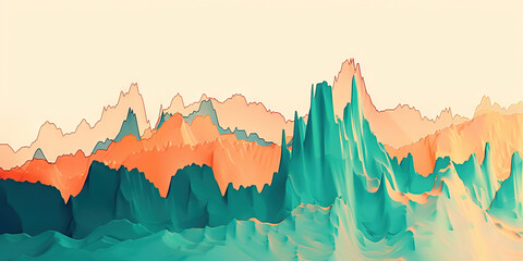 Minimalist Abstract Stock Chart in Soft Orange and Teal Tones
