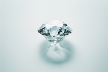 A stunningly clear, intricately-cut diamond rests elegantly, its facets catching and reflecting light beautifully, embodying luxury and perfection.
