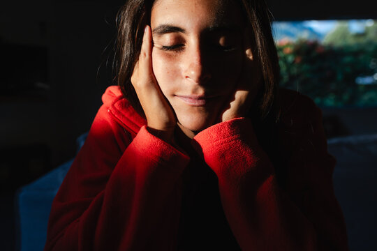 protrait of calm pensive woman