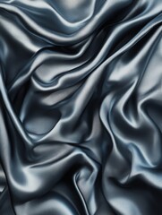Obraz premium Folds on satin fabric, shiny texture, gray-blue hue