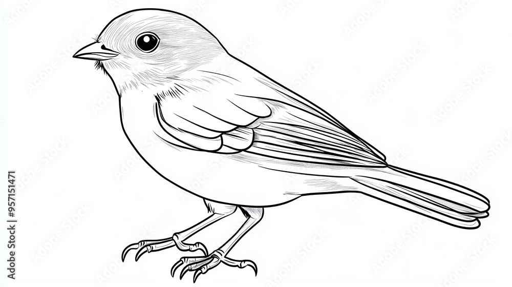 Aufkleber a simple line drawing of a bird with its beak open and its wings spread.