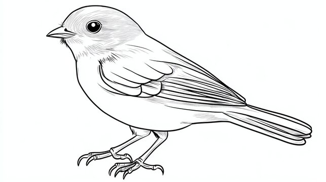 recommend clip art: A simple line drawing of a bird with its beak open and its wings spread.