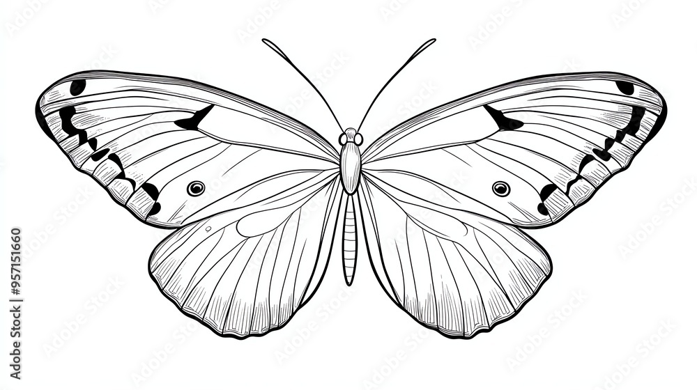 Poster a simple yet elegant line drawing of a butterfly with delicate wings. perfect for nature lovers and 