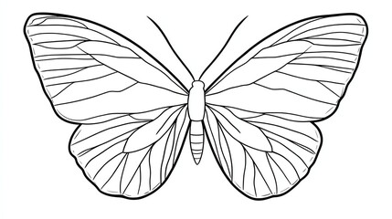 A simple line drawing of a butterfly, perfect for coloring pages or as a design element.