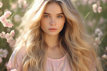 Naklejka premium Close up portrait of a young girl s face highlighting her expression, charm, and natural beauty.