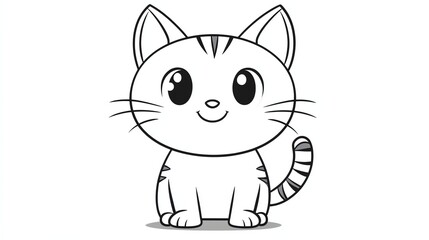 A cute cartoon cat with big eyes and a striped tail. - Powered by Adobe