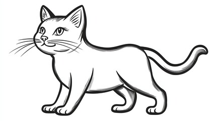 Obraz premium A cute cartoon cat with big eyes and a playful expression.