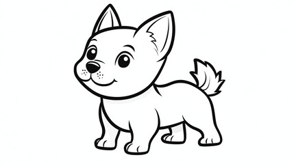 A cute cartoon dog with big eyes and a fluffy tail.