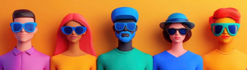 Multicultural community celebrating diversity, vibrant atmosphere, 3D illustration