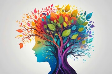 A tree growing within the human mind, showing the importance of emotional development and inner balance.