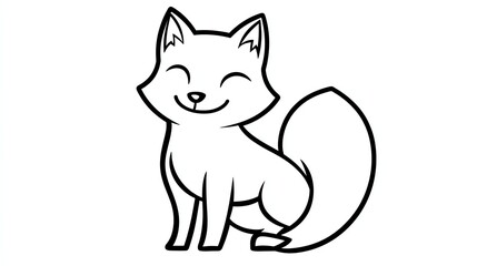 Obraz premium A cute cartoon fox with a big smile and fluffy tail. This adorable image is perfect for children's books, illustrations, and more.