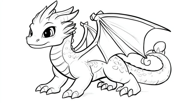 recommend clip art: A cute cartoon dragon with big eyes and a friendly smile.