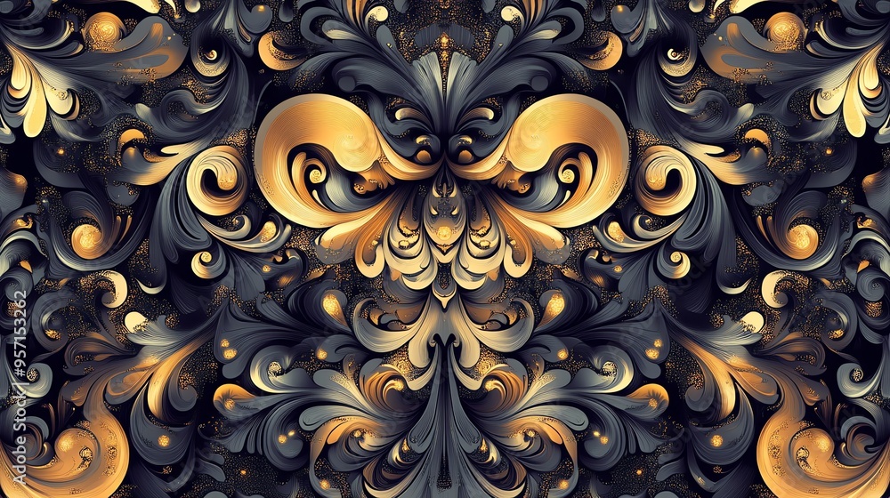 Poster a mesmerizing abstract pattern of swirling, golden and gray shapes creates a captivating visual expe