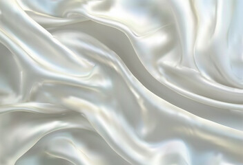 Fototapeta premium Realistic texture of silver cream silk background. Vector illustration mesh texture of fabric silk smooth waves and folds. Vector realistic illustration of satin cloth with smooth shiny texture wrinkl