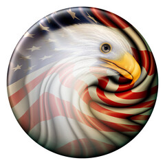 American Eagle Head on the United States Flag Medallion