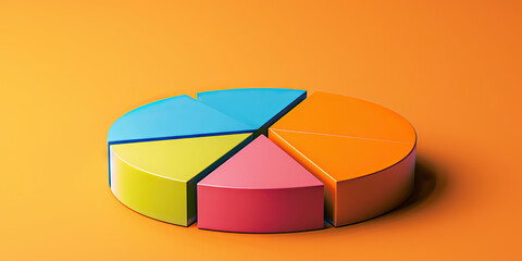 Obraz premium A pie chart showing the percentage of investments in various sectors, with color-coded sections for each sector. Orange background.