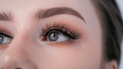 Close-up of a Woman's Eye with Long Eyelashes