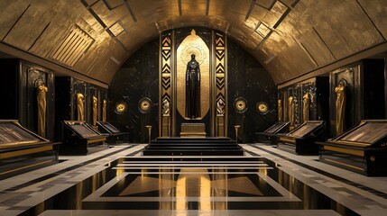 Fototapeta premium Luxury Interior Design with Gold and Black Marble