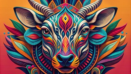 Whimsical illustration of a stylized animal head with bold lines, vibrant colors, and abstract patterns, blending modern design with playful wildlife inspiration.