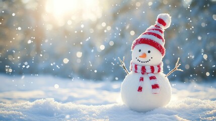 Smiling Snowman in a Winter Wonderland