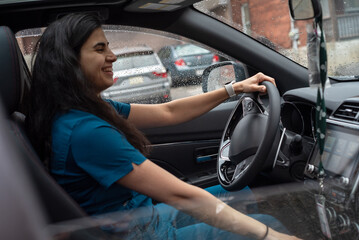 Nurse driving the car happy candid moment