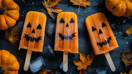 Pumpkin vampire and ice cream popsicles with a theme