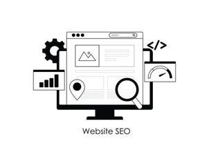 Website SEO Ranking, Increasing SEO Traffic, Comprehensive Data Analytics, and Digital Marketing Report Icon with Editable Stroke.