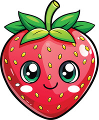 Obraz premium Cute Cartoon isolated Strawberry | with a sunglass & Christmas hat and siting on Easter egg