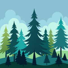 Forest of christmas trees vector illustration