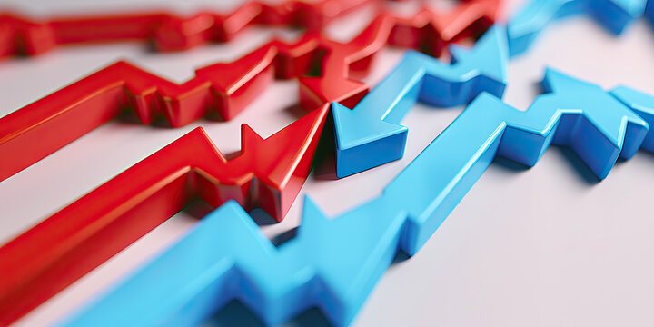 Interest Rate Fluctuations: Red & Blue Up & Down Arrows