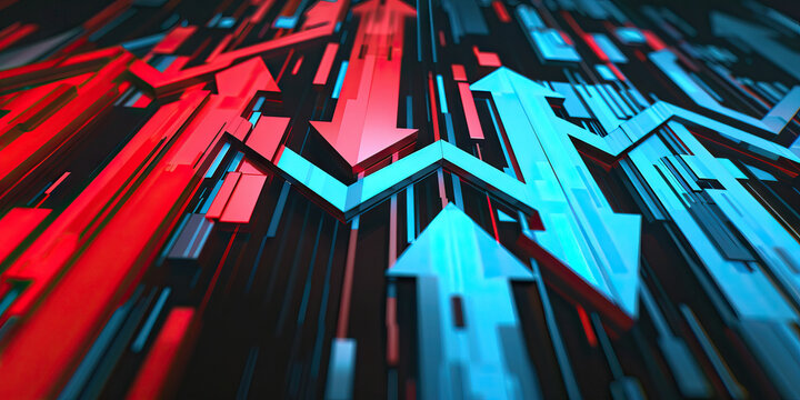 Interest Rate Fluctuations: Red & Blue Up & Down Arrows