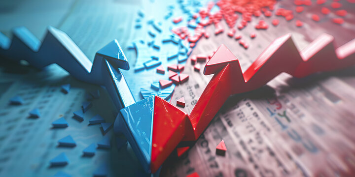 Interest Rate Fluctuations: Red & Blue Up & Down Arrows