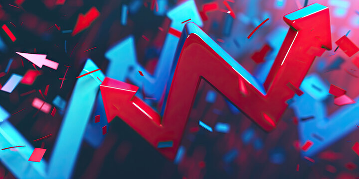 Interest Rate Fluctuations: Red & Blue Up & Down Arrows