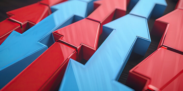 Interest Rate Fluctuations: Red & Blue Up & Down Arrows