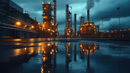 Fototapeta premium Industrial Complex at Dusk