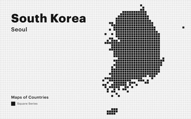 Fototapeta premium Creative Dotted Map of South Korea with capital Seoul. Square dots