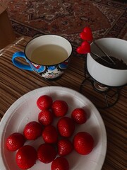 Strawberries chocolate plate 