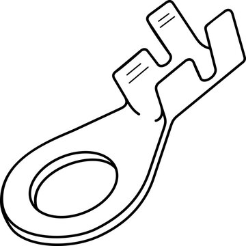 recommend clip art: Electrical open barrel non-insulated ring terminal wire connector. Vector outline icon.