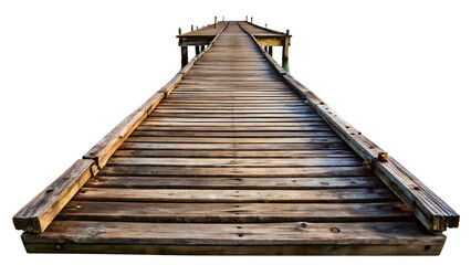 Weathered wooden pier, cut out. Isolated on transparent background