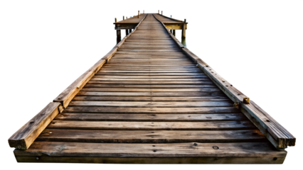 Weathered wooden pier, cut out. Isolated on transparent background
