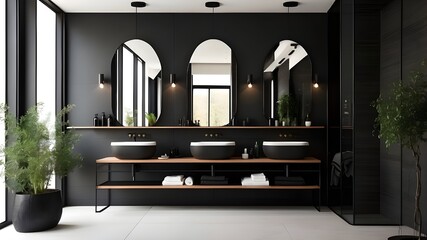 Modern black bathroom side 