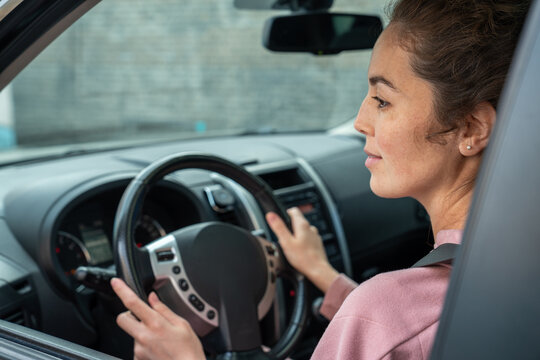 Pregnant Woman Driving and Looking Ahead