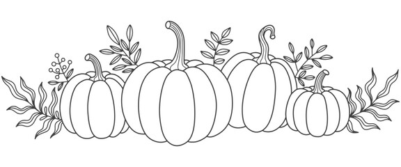 Pumpkin line art style vector illustration