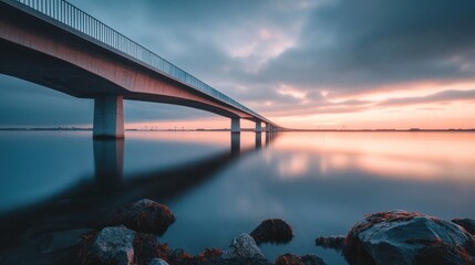 Fototapeta premium Bridge over Water with a Stunning Sunrise