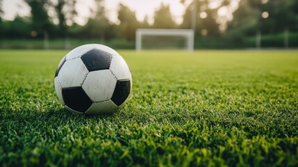 Fototapeta premium Soccer Ball on Grass Field