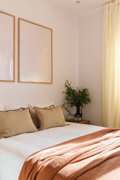 A cozy bedroom with a neatly made bed