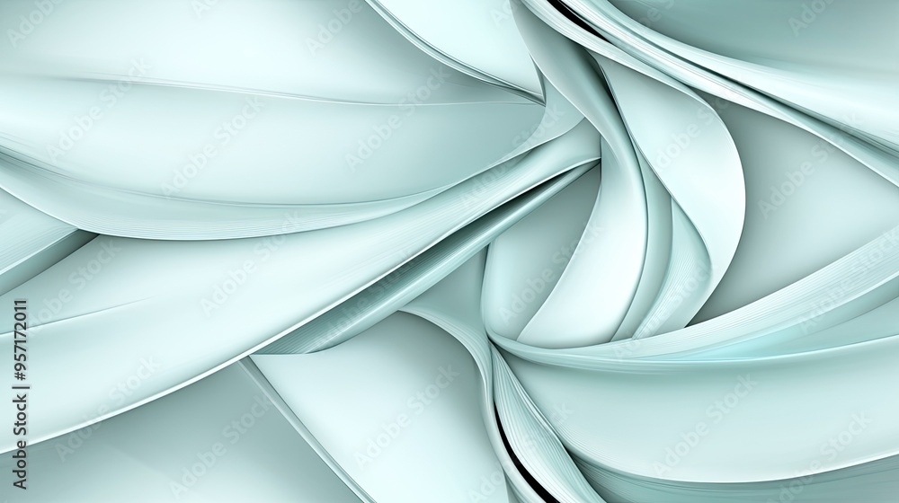 Poster a detailed abstract background featuring wavy patterns of light blue and white, representing future 