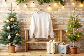 Christmas Crewneck Sweatshirt Mockup, Christmas Apparel Mockup