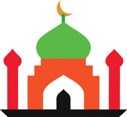 Mosque sketch with classic domes and minarets demonstrating architectural grace and artistry
